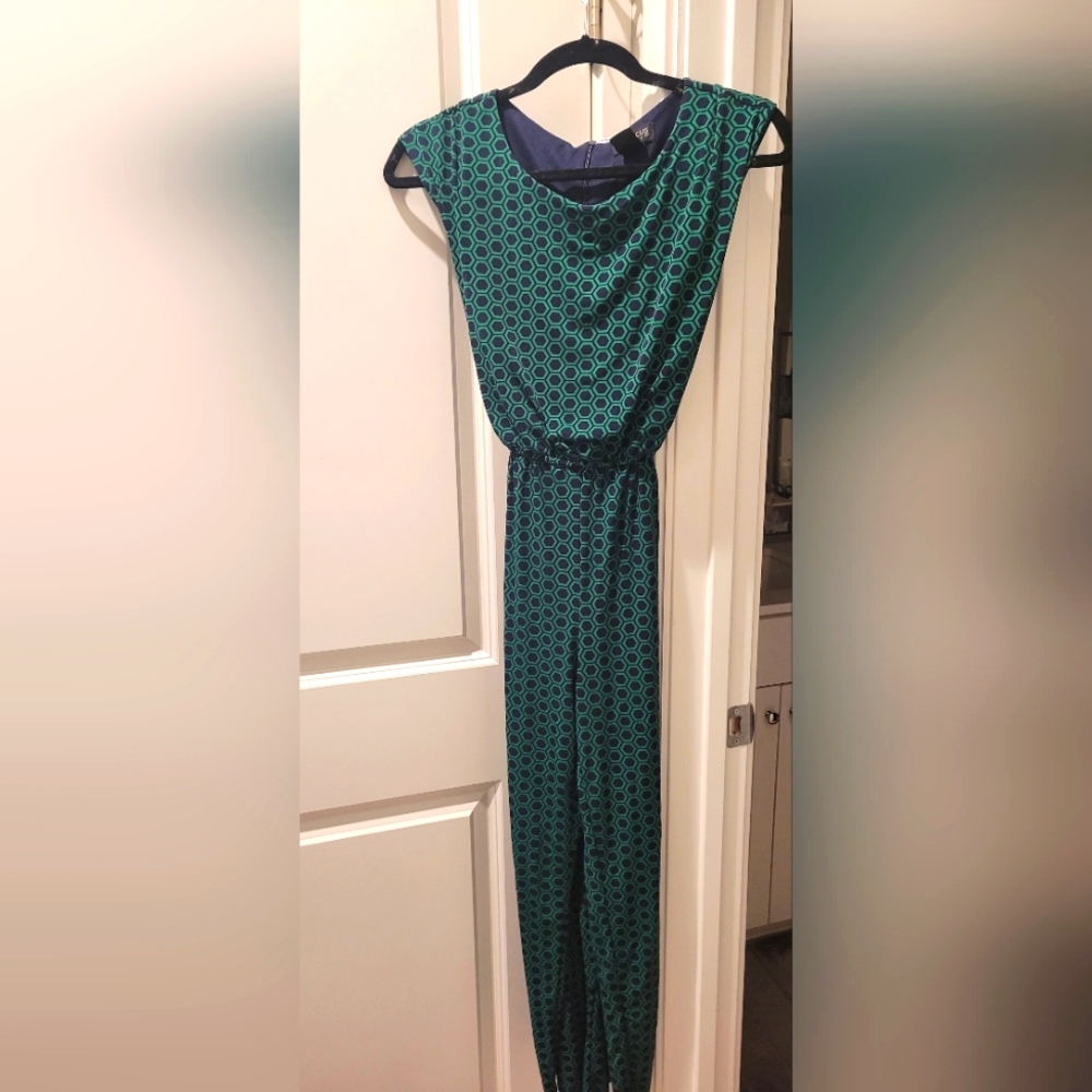 Green with Navy Blue Hexagons Jumper